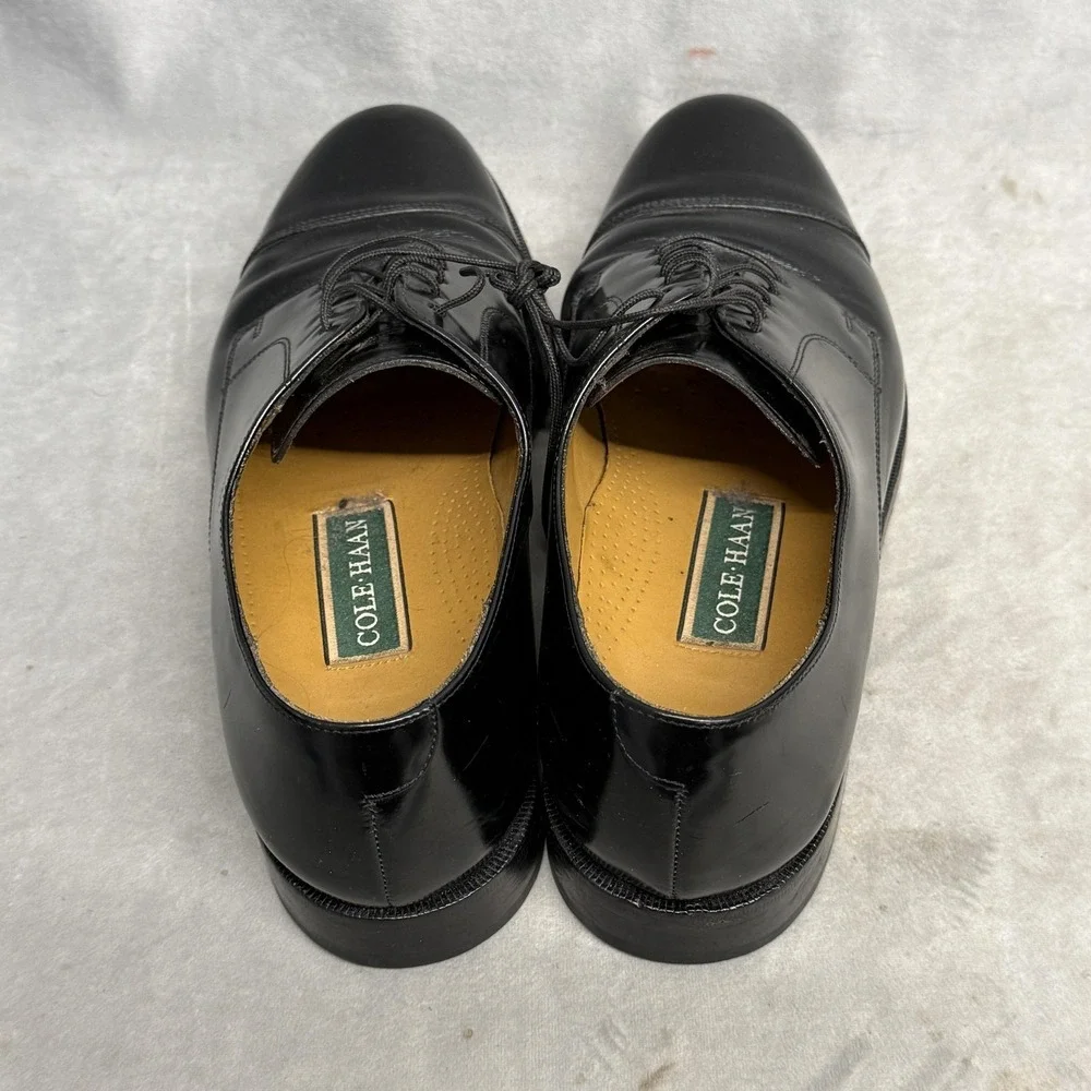 Cole Haan Dress Shoes Mens Size 10.5 Black Cap Toe Leather‎ Oxford Formal